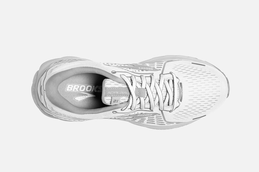 Brooks Israel Adrenaline GTS 21 Road Running Shoes Womens - White/Grey - DPY-893216